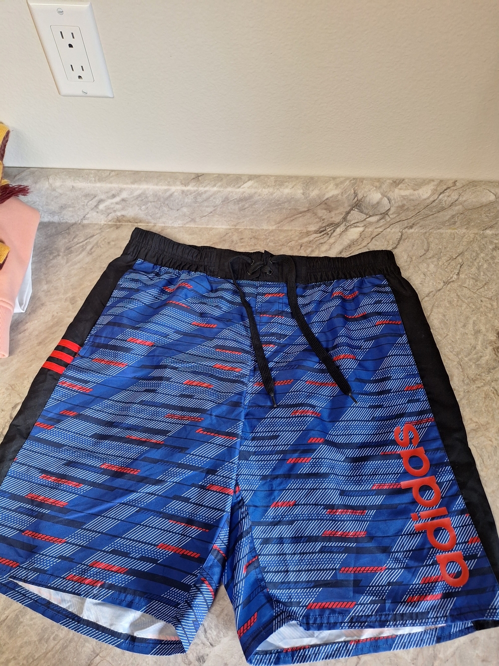 adidas Blue Athletic Kids' Shorts with Red Logo